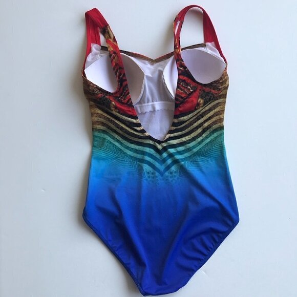 SUNFLAIR Bathing Suit & Dress/Skirt/Cover Up, 2 pces red blue gold brown 8/10 D - Picture 7 of 16